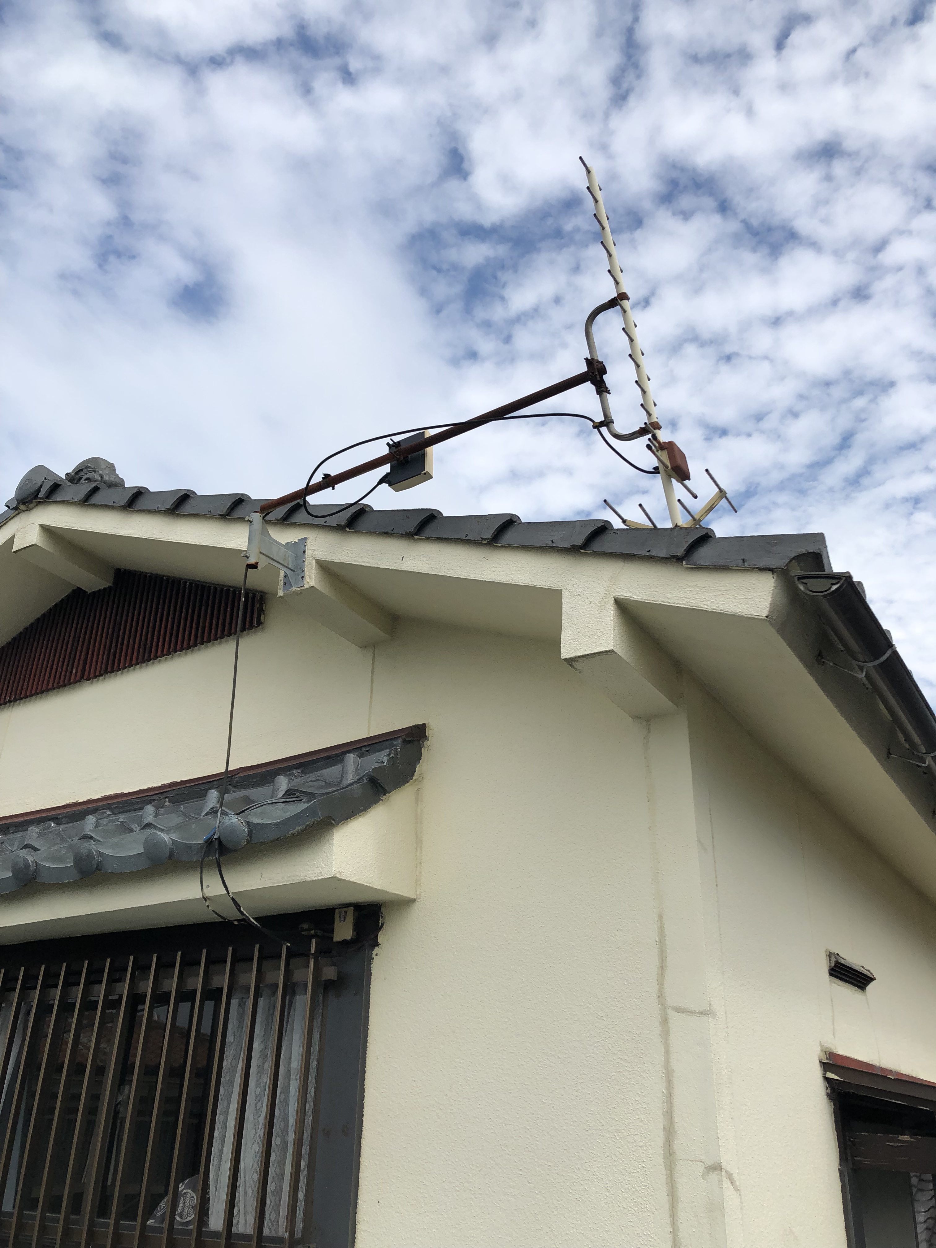 久留米市三瀦町でのアンテナ工事　(台風被害)